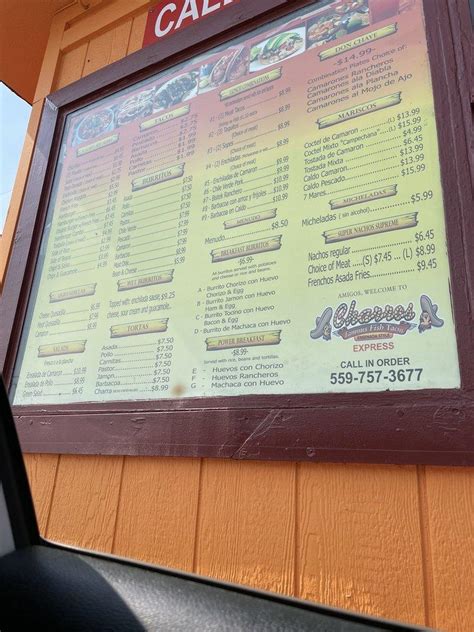 Charros Pixley Ca Menu