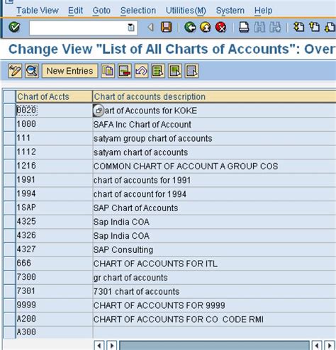chart of accounts in sap