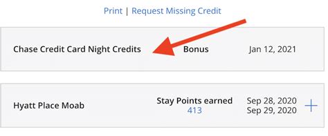 chase credit card night credits hyatt