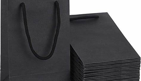 Cheap Black Gift Bags With Handles Medium Kraft Paper