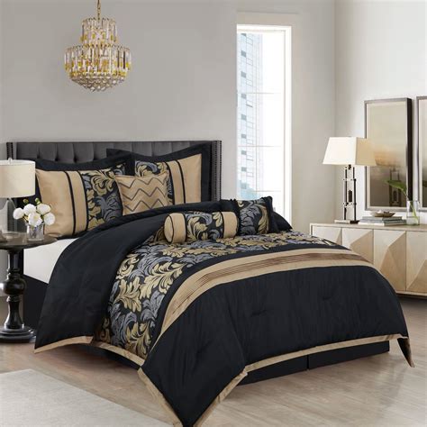 Cheap Black Gold Comforter Set