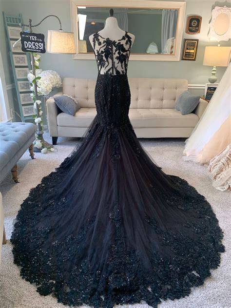 Mermaid Black Wedding Dress with Illusion Back by Brides & Tailor