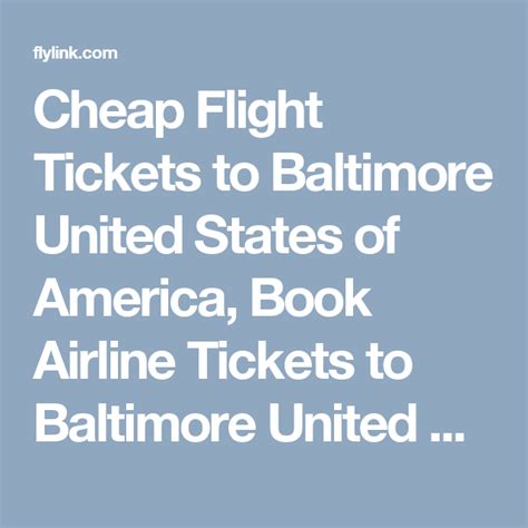 cheap flight tickets to baltimore