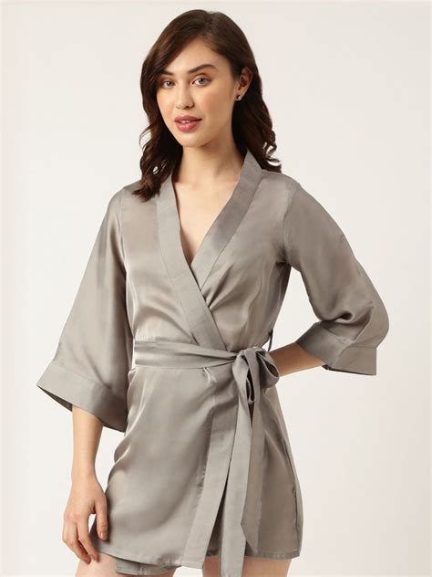 Cheap Grey Silk Robe