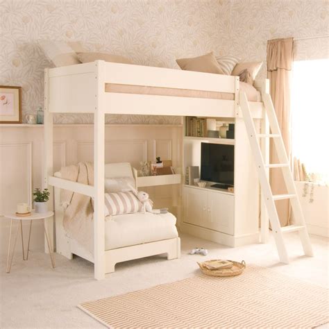 Merlin High Sleeper with Desk, Grey Stardust Girls loft bed, Bed for