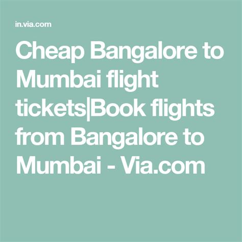cheap tickets to mumbai from bangalore