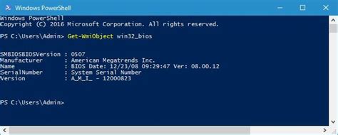 check bios version windows 10 powershell