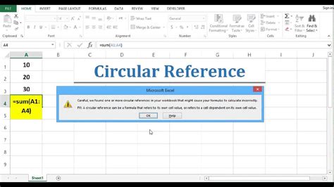 check circular reference in excel workbook