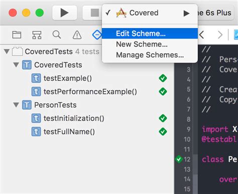 check code coverage in xcode