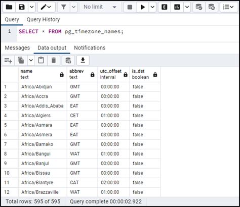 check database timezone postgres