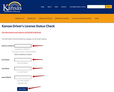 check drivers license status kansas