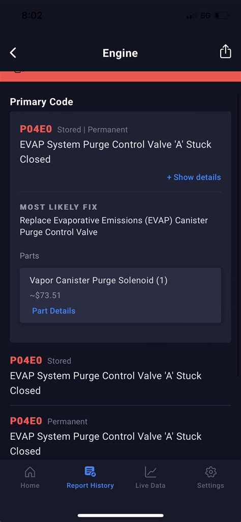 Check Engine Code Purge Valve