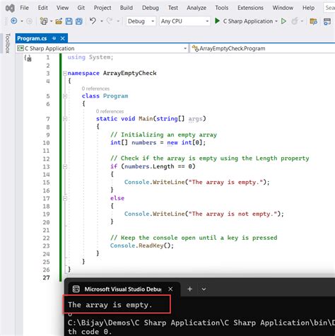 check if array is empty c#