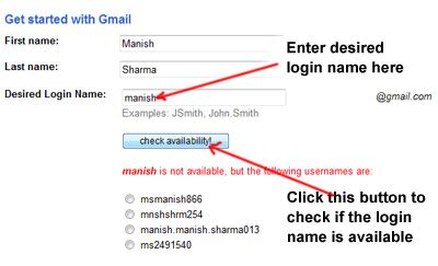check if gmail handle is available