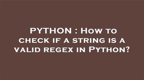 check if regex is valid