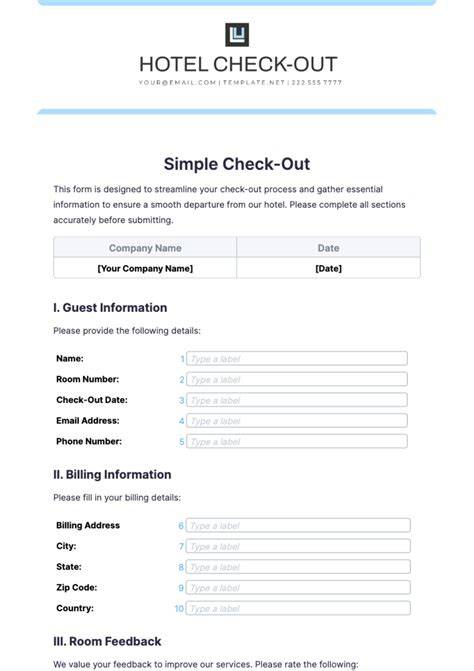 check in check out form template