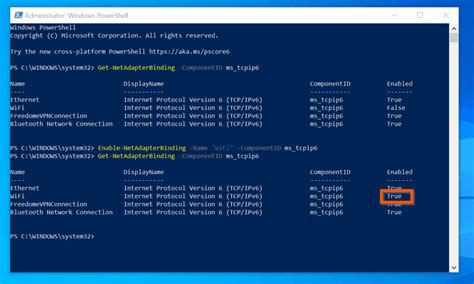 check ipv6 status powershell