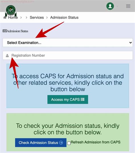 check jamb admission status with reg number