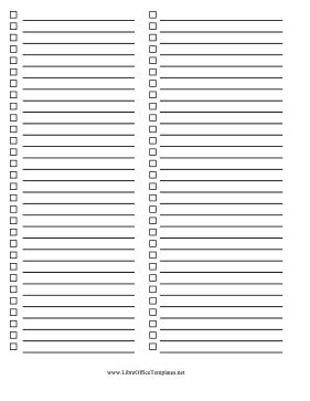 Check List Two Column Printable