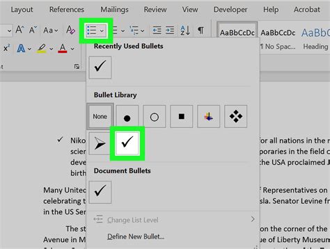 Check Mark Button In Word