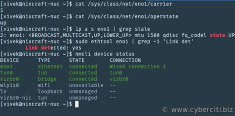 Check Network Adapter Type Linux