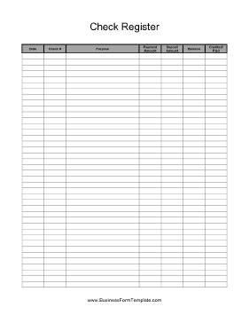 check register business form template
