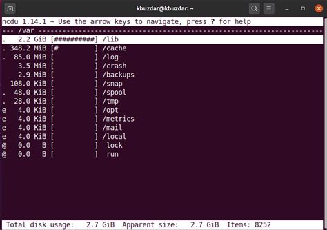 check size folder linux terminal
