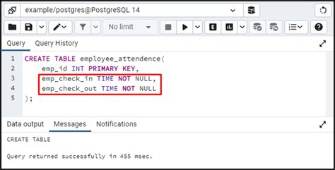 check time in postgresql