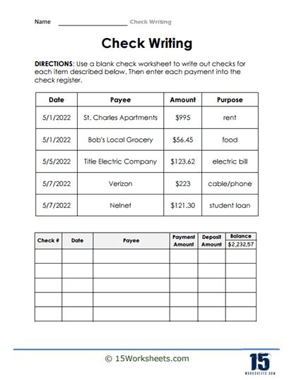 Check Writing Activity Pdf