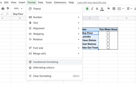 checkbox in google sheets conditional formatting