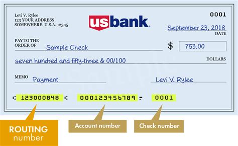 checking account routing number example