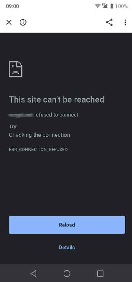checking the connection err_connection_refused android