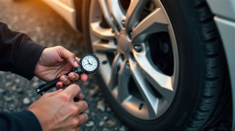 checking tire pressure car wheel
