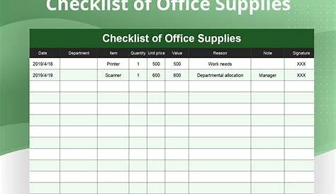 Blue Office Supplies Shopping Checklist Template
