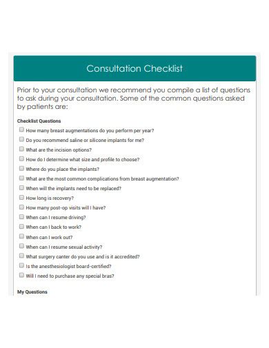 checklist consultation tips