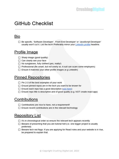 Checklist Github