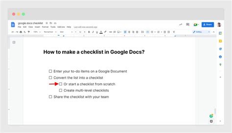 checklist in google docs