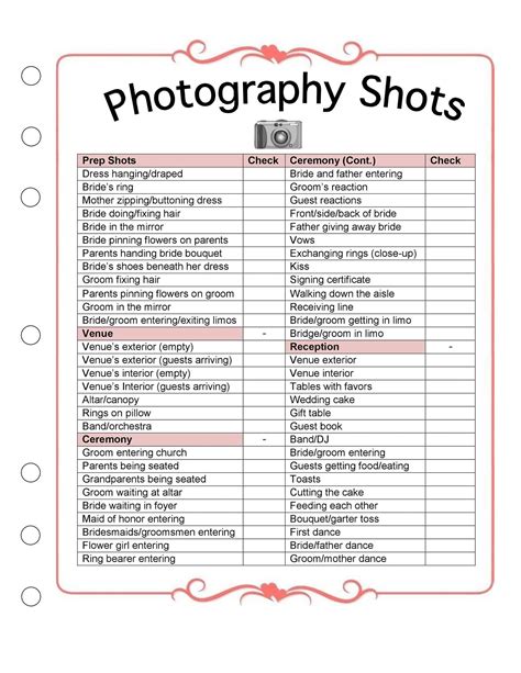 checklist photography