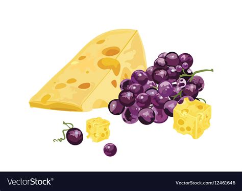 Cheese And Grapes Vector