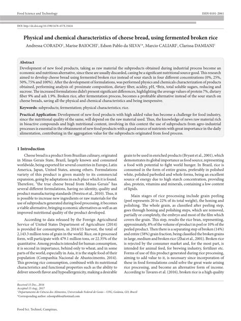 Cheese Bread Characteristics