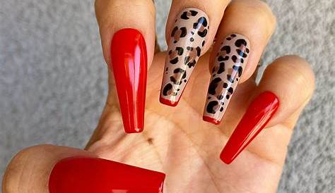 Cheetah Red Nails Polka Dot Dots