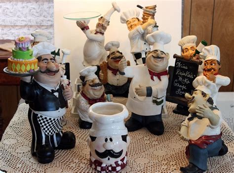 Set of 2 Home Decor Resin Fat Chef Figurine Chef Statue Home Kitchen