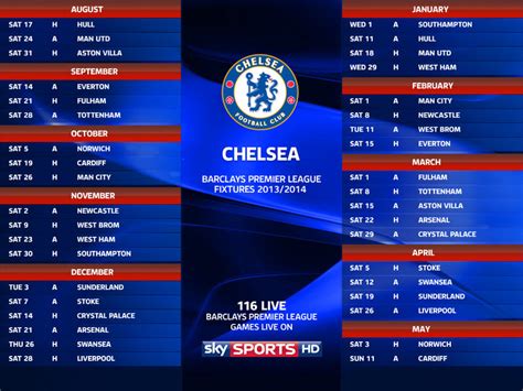 chelsea fc fixture list