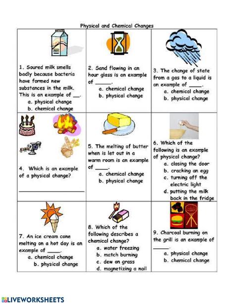 chemical and physical changes worksheet 2nd grade