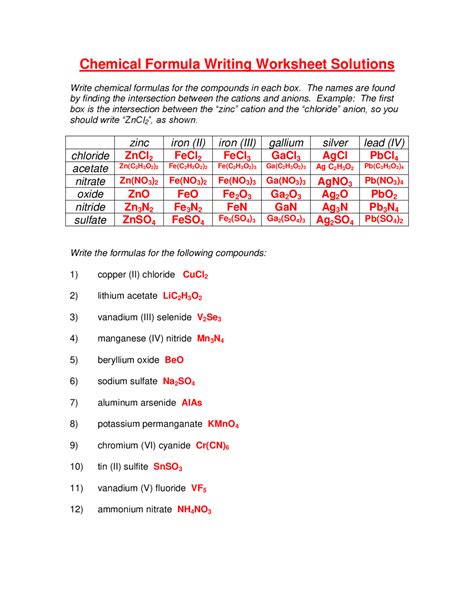 chemical formula writing worksheet two answer key