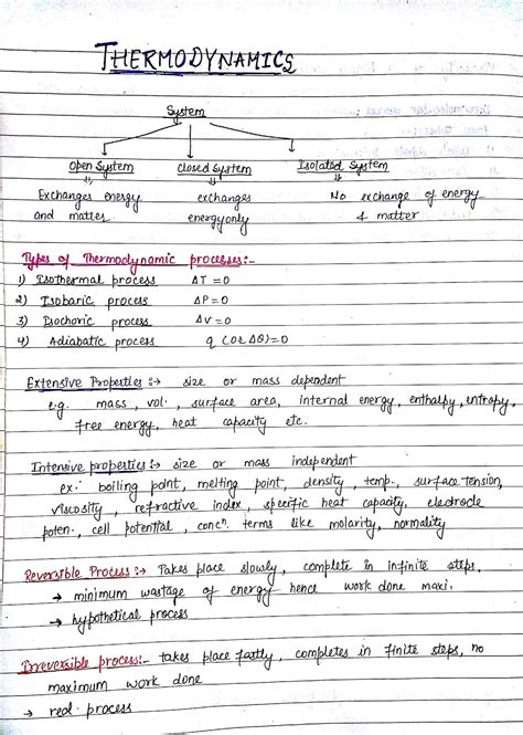 chemical thermodynamics notes class 12