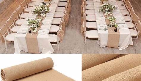 Chemin de table toile de jute naturelle Mariage Brlap