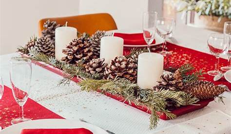 Chemin De Table Noel Diy Merry Christmas En Tissu Rouge Et Doré 3 M