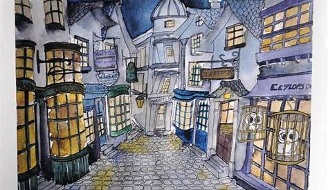 Harry Potter Illustration aquarelle Chemin de Traverse