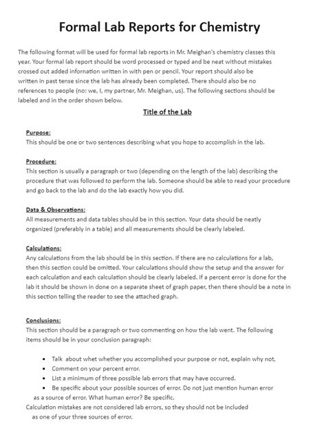 Chemistry Lab Report Template Word Heartwork inside Physics Lab